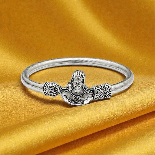 Adiyogi Shiva Bracelet - Silver-Toned Spiritual Kada