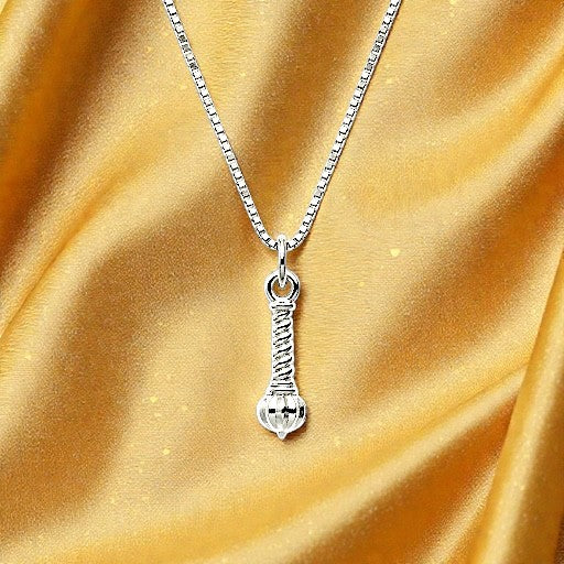 Mini Hanuman Gada Silver Plated Pendant Necklace - Anti Tarnish