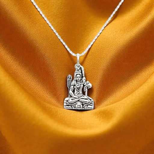Kailash Shiv Silver Plated Pendant Necklace - Anti Tarnish