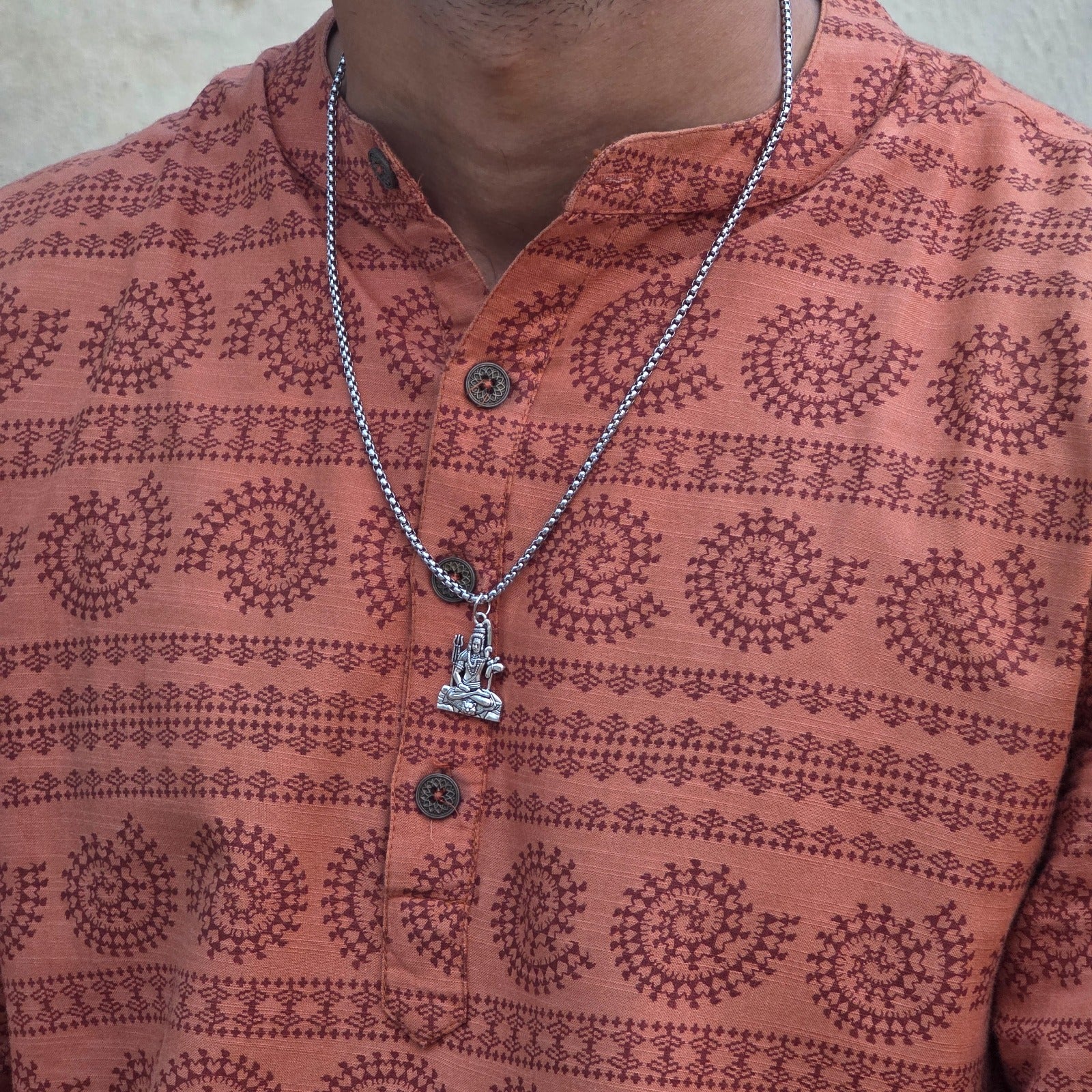 Kailash Shiv Silver Plated Pendant Necklace - Anti Tarnish