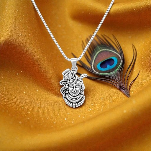 Shreenathji Krishna Silver Plated Pendant Necklace - Anti Tarnish