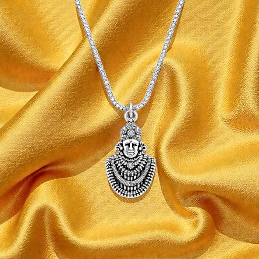 Khatu Shyam Baba Silver Plated Pendant Necklace - Anti Tarnish