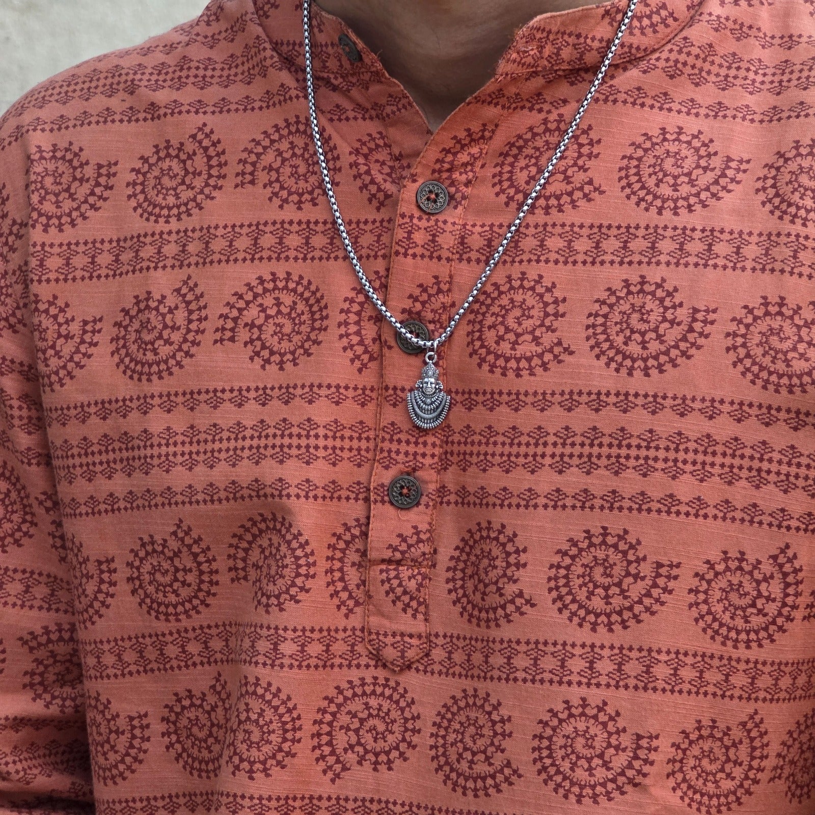 Khatu Shyam Baba Silver Plated Pendant Necklace - Anti Tarnish