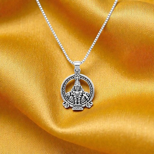 Maa Lakshmi Wealth Booster Silver Plated Pendant Necklace - Anti Tarnish