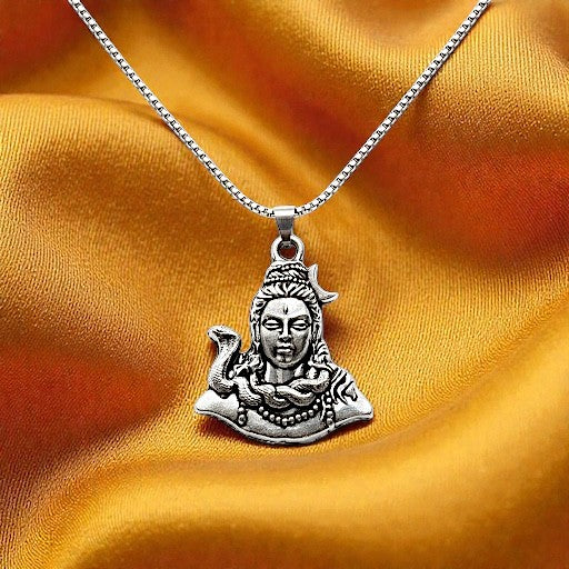 Neelkanth Shiva Silver Plated Pendant Necklace - Anti Tarnish