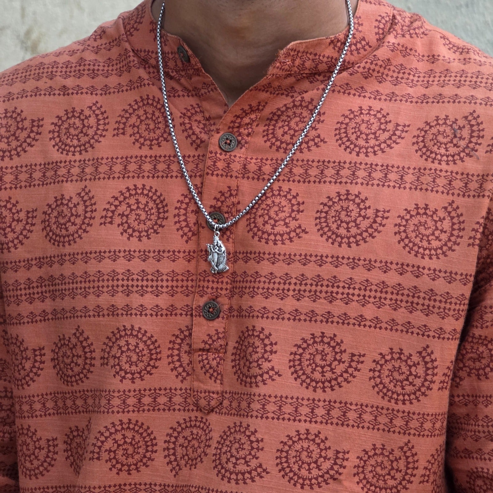 Radha Krishna Divine Couple Silver Plated Pendant Necklace - Anti Tarnish