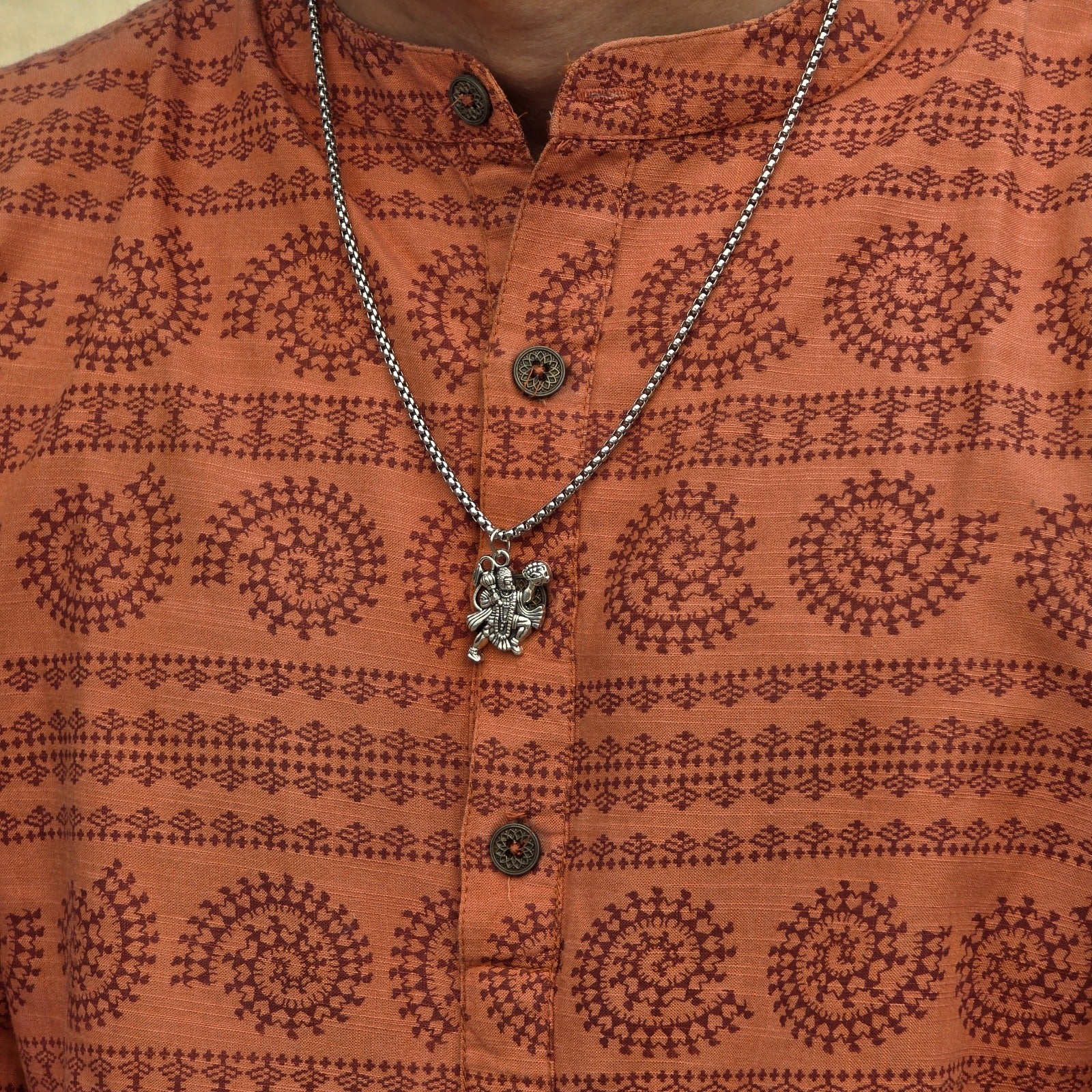 Sanjeevani Hanuman Mountain Silver Plated Pendant Necklace - Anti Tarnish