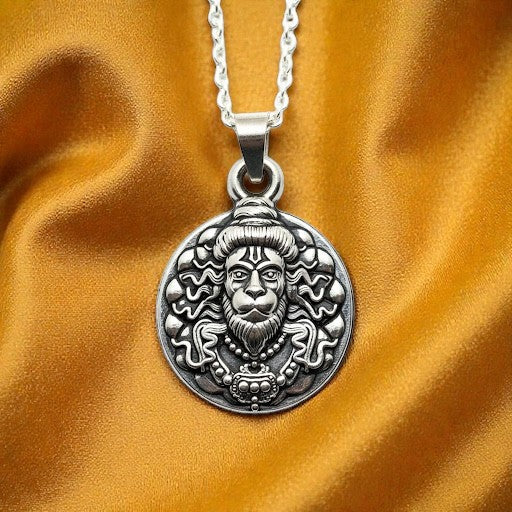 Shri Hanuman Silver Plated Pendant Necklace - Anti Tarnish