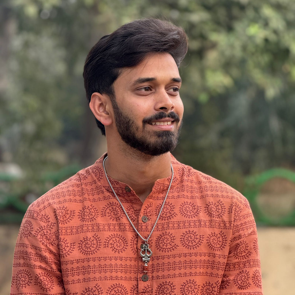 Mahadev Trishul Damru Silver Plated Pendant with Rudraksha - Anti Tarnish