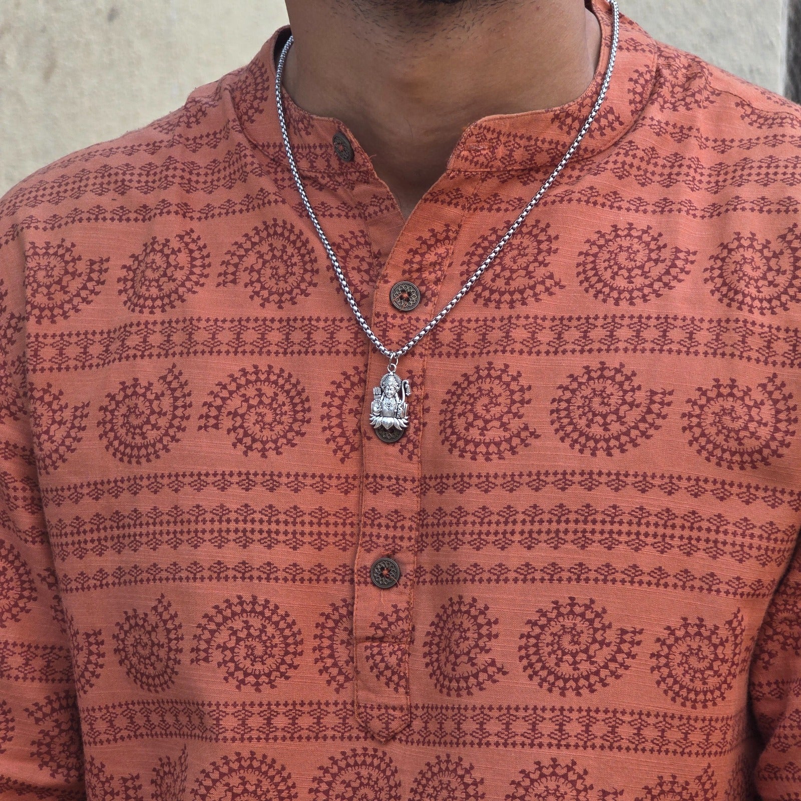 Shree Ram Kamal Silver Plated Pendant Necklace - Anti Tarnish