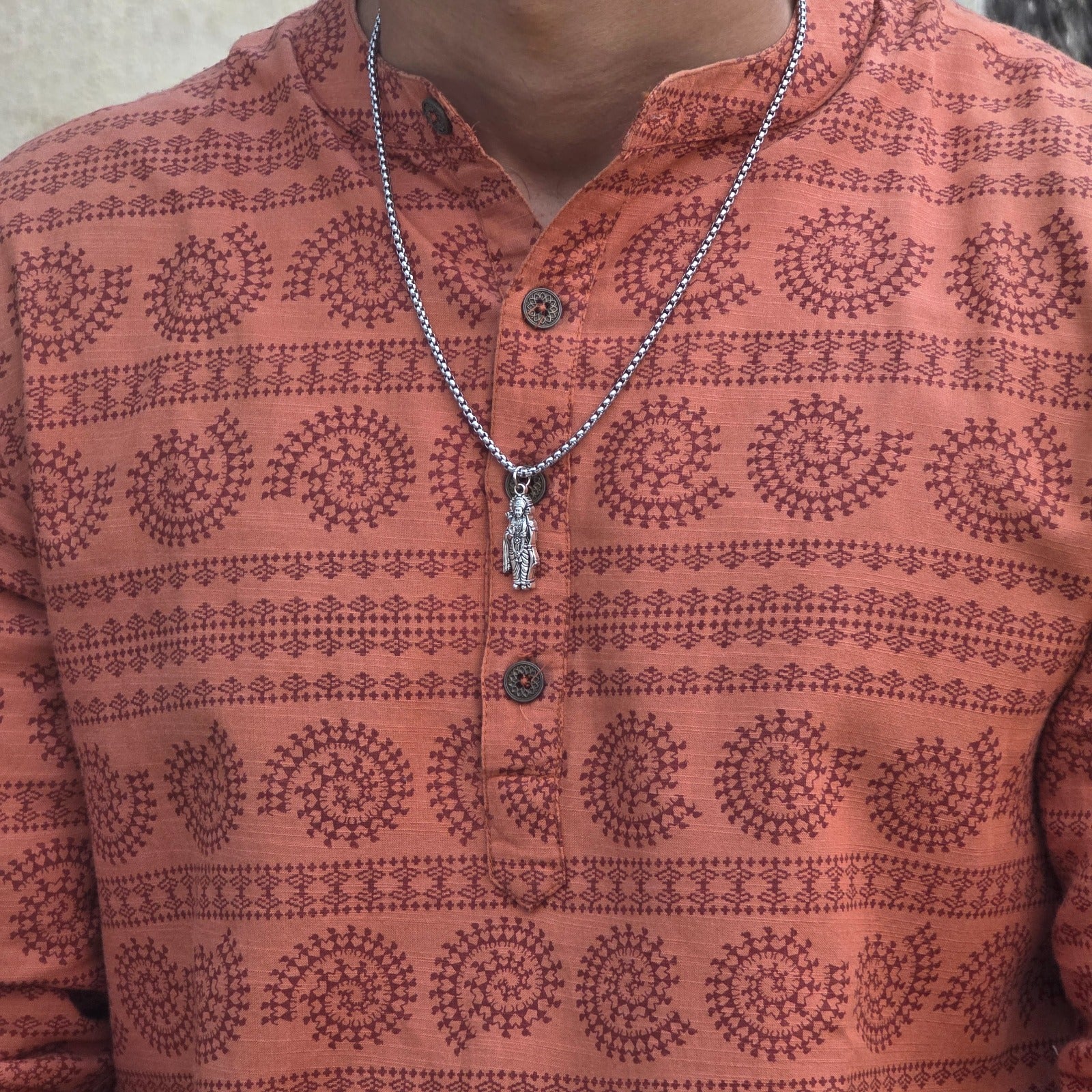 Shree Ram Standing Silver Plated Pendant Necklace - Anti Tarnish